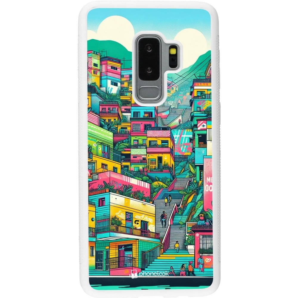 Coque Samsung Galaxy S9+ - Silicone rigide blanc Medellin Comuna 13 Art