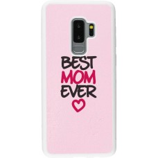 Coque Samsung Galaxy S9+ - Silicone rigide blanc Mom 2023 best Mom ever pink