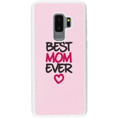 Coque Samsung Galaxy S9+ - Silicone rigide blanc Mom 2023 best Mom ever pink