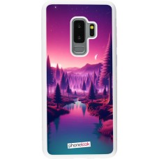 Coque Samsung Galaxy S9+ - Silicone rigide blanc Paysage Violet-Rose