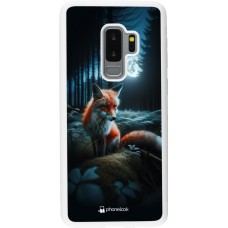 Coque Samsung Galaxy S9+ - Silicone rigide blanc Renard lune forêt