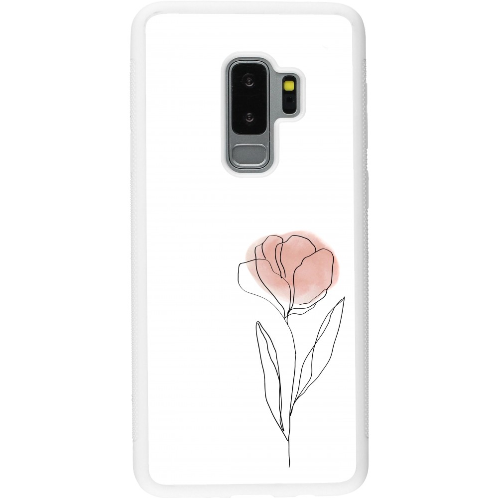 Coque Samsung Galaxy S9+ - Silicone rigide blanc Spring 23 minimalist flower