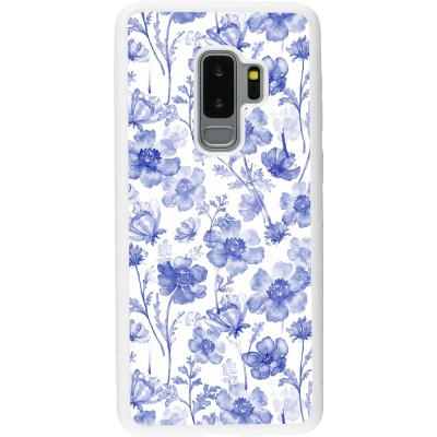 Coque Samsung Galaxy S9+ - Silicone rigide blanc Spring 23 watercolor blue flowers