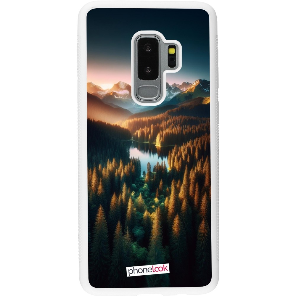 Coque Samsung Galaxy S9+ - Silicone rigide blanc Sunset Forest Lake