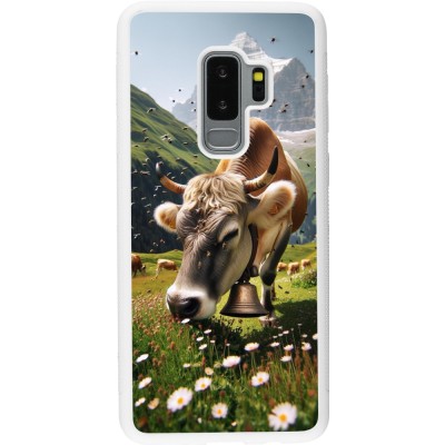 Coque Samsung Galaxy S9+ - Silicone rigide blanc Vache montagne Valais