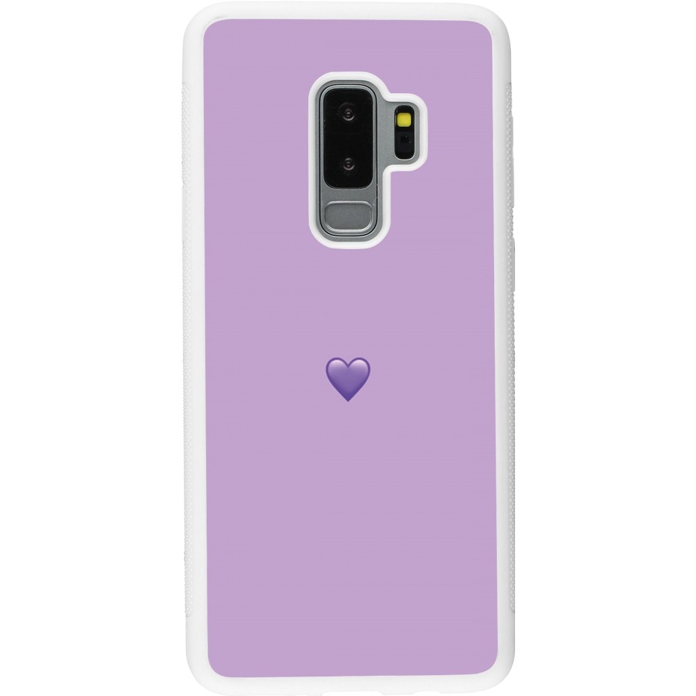 Coque Samsung Galaxy S9+ - Silicone rigide blanc Valentine 2023 purpule single heart