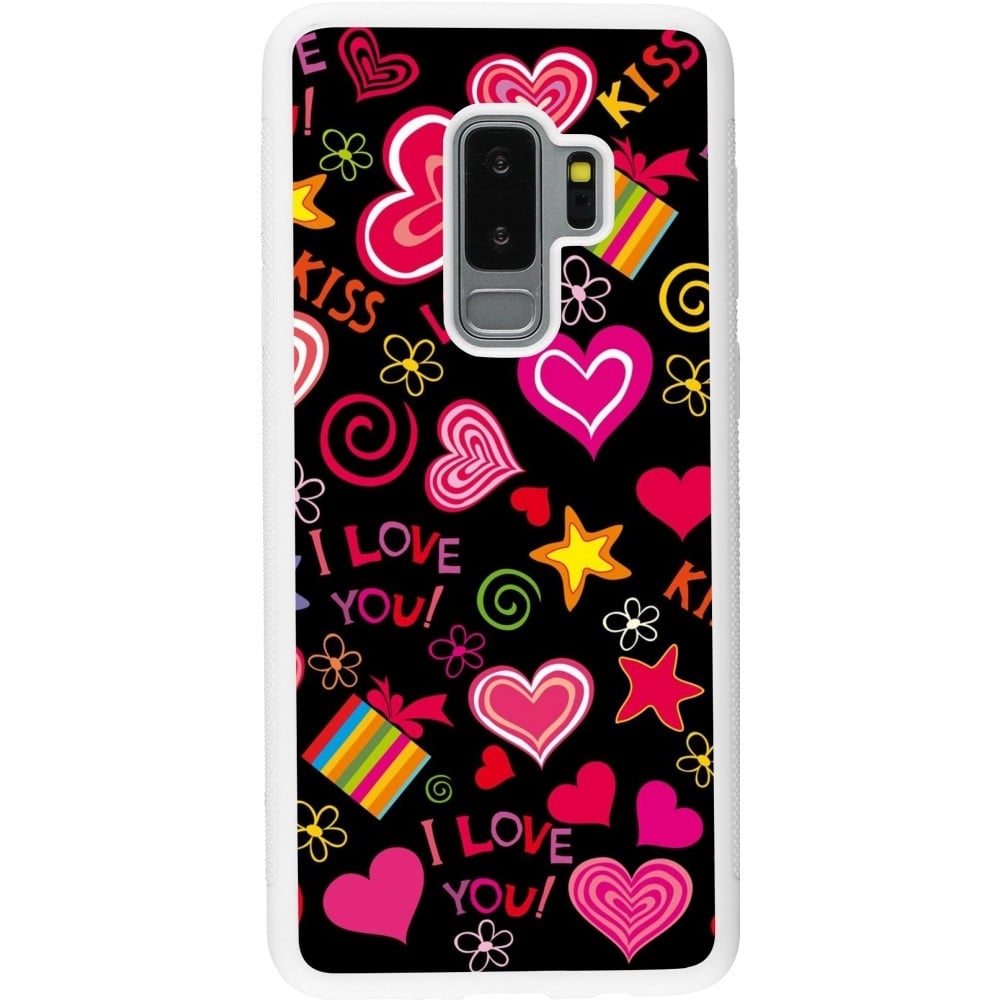 Coque Samsung Galaxy S9+ - Silicone rigide blanc Valentine 2023 love symbols