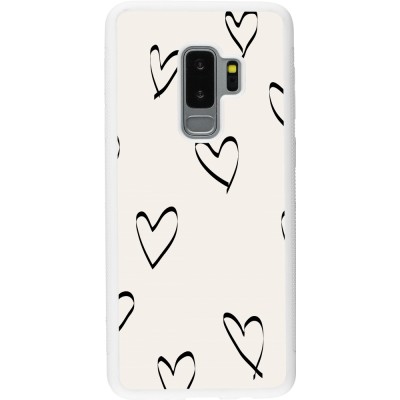 Coque Samsung Galaxy S9+ - Silicone rigide blanc Valentine 2023 minimalist hearts