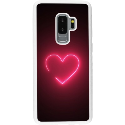 Coque Samsung Galaxy S9+ - Silicone rigide blanc Valentine 2023 single neon heart