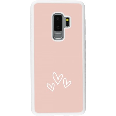 Coque Samsung Galaxy S9+ - Silicone rigide blanc Valentine 2023 three minimalist hearts