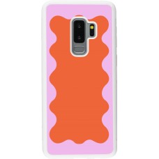 Coque Samsung Galaxy S9+ - Silicone rigide blanc Wavy Rectangle Orange Pink