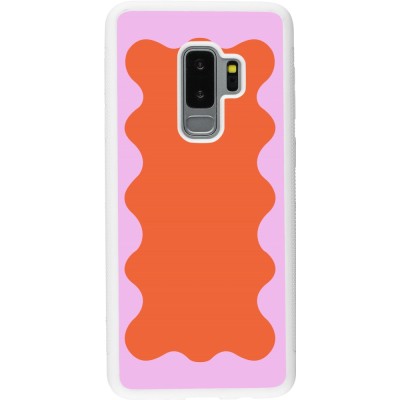 Coque Samsung Galaxy S9+ - Silicone rigide blanc Wavy Rectangle Orange Pink