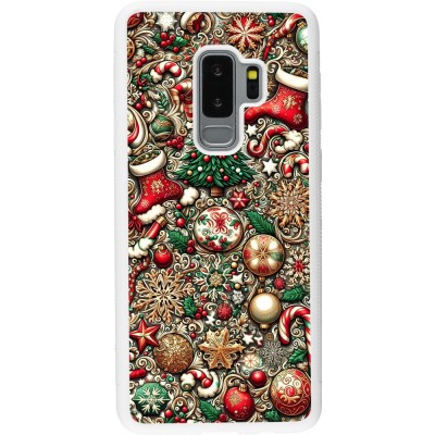 Coque Samsung Galaxy S9+ - Silicone rigide blanc Noël 2023 micro pattern