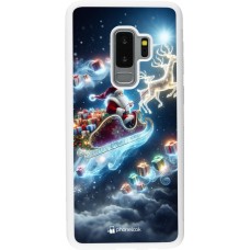 Coque Samsung Galaxy S9+ - Silicone rigide blanc Noël 2023 Père Noël enchanté