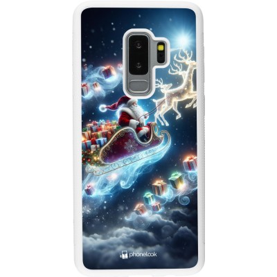 Coque Samsung Galaxy S9+ - Silicone rigide blanc Noël 2023 Père Noël enchanté