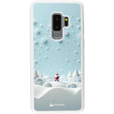 Coque Samsung Galaxy S9+ - Silicone rigide blanc Noël 2023 Petit Père Flocon