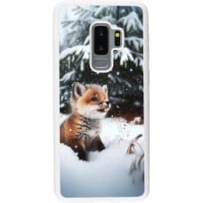 Coque Samsung Galaxy S9+ - Silicone rigide blanc Noël 2023 Renardeau sapin