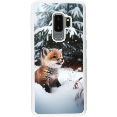 Coque Samsung Galaxy S9+ - Silicone rigide blanc Noël 2023 Renardeau sapin