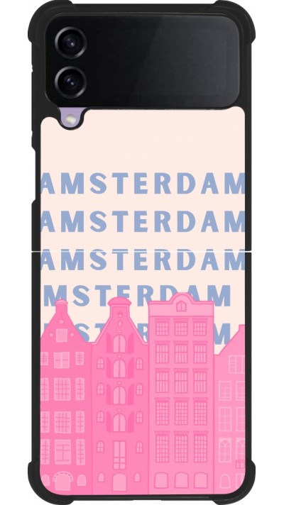 Coque Samsung Galaxy Z Flip3 5G - Silicone rigide noir Amsterdam Pink Print