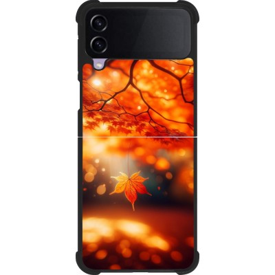 Coque Samsung Galaxy Z Flip3 5G - Silicone rigide noir Automne Magique Orange