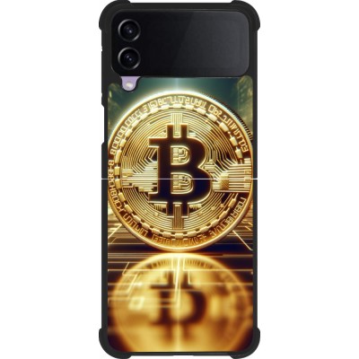 Coque Samsung Galaxy Z Flip3 5G - Silicone rigide noir Bitcoin Standing