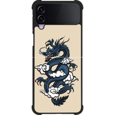 Coque Samsung Galaxy Z Flip3 5G - Silicone rigide noir Blue Dragon Tattoo