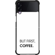 Coque Samsung Galaxy Z Flip3 5G - Silicone rigide noir But first Coffee