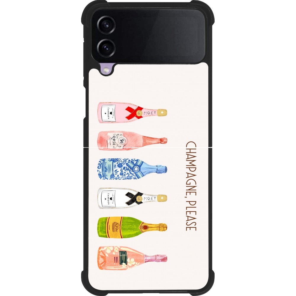 Coque Samsung Galaxy Z Flip3 5G - Silicone rigide noir Champagne Please