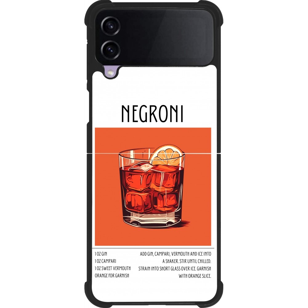 Coque Samsung Galaxy Z Flip3 5G - Silicone rigide noir Cocktail recette Negroni