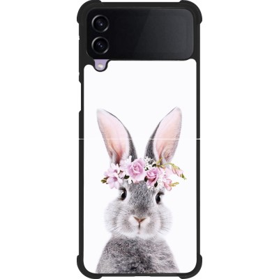 Coque Samsung Galaxy Z Flip3 5G - Silicone rigide noir Easter 2023 flower bunny