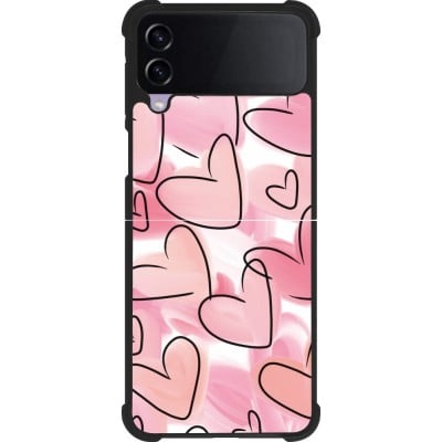 Coque Samsung Galaxy Z Flip3 5G - Silicone rigide noir Easter 2023 pink hearts