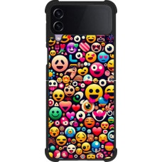 Coque Samsung Galaxy Z Flip3 5G - Silicone rigide noir Emoji Mix Color