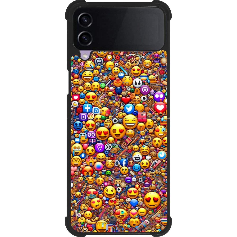 Coque Samsung Galaxy Z Flip3 5G - Silicone rigide noir Emoji mixed