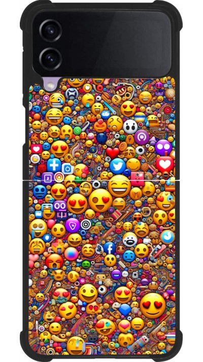 Coque Samsung Galaxy Z Flip3 5G - Silicone rigide noir Emoji mixed