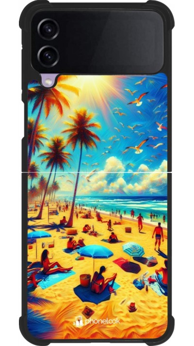 Coque Samsung Galaxy Z Flip3 5G - Silicone rigide noir Été Paradis Paint