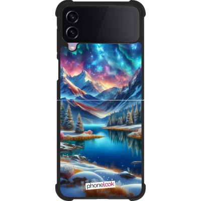 Coque Samsung Galaxy Z Flip3 5G - Silicone rigide noir Fantasy Mountain Lake Sky Stars