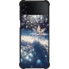 Coque Samsung Galaxy Z Flip3 5G - Silicone rigide noir Flocon Solaire Éclat