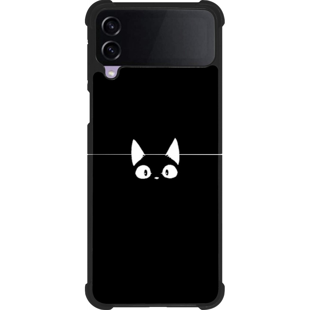 Coque Samsung Galaxy Z Flip3 5G - Silicone rigide noir Funny cat on black