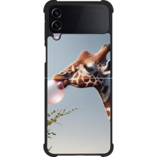 Coque Samsung Galaxy Z Flip3 5G - Silicone rigide noir Girafe à bulle