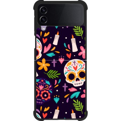 Coque Samsung Galaxy Z Flip3 5G - Silicone rigide noir Halloween 2023 mexican style