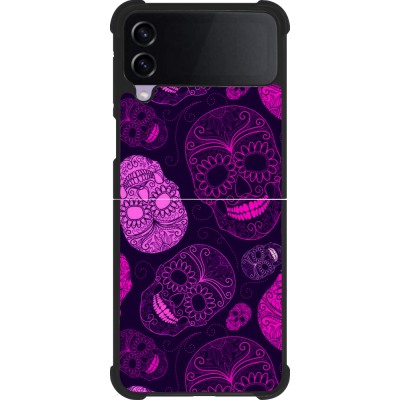 Coque Samsung Galaxy Z Flip3 5G - Silicone rigide noir Halloween 2023 pink skulls