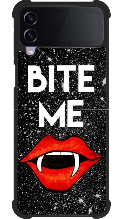 Coque Samsung Galaxy Z Flip3 5G - Silicone rigide noir Halloween 2024 bite me