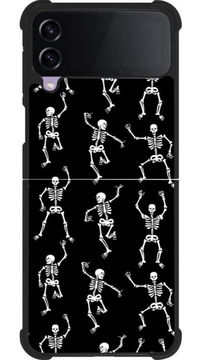 Coque Samsung Galaxy Z Flip3 5G - Silicone rigide noir Halloween 2024 dancing skeleton