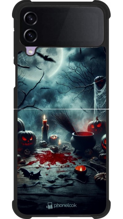 Coque Samsung Galaxy Z Flip3 5G - Silicone rigide noir Halloween 2024 Dark Moon