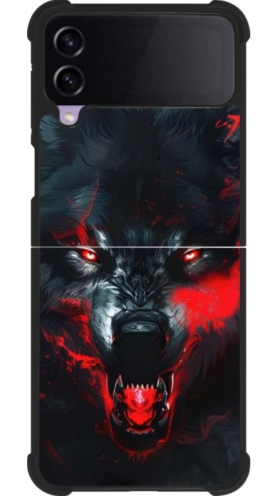 Coque Samsung Galaxy Z Flip3 5G - Silicone rigide noir Halloween 2024 mad werewolf