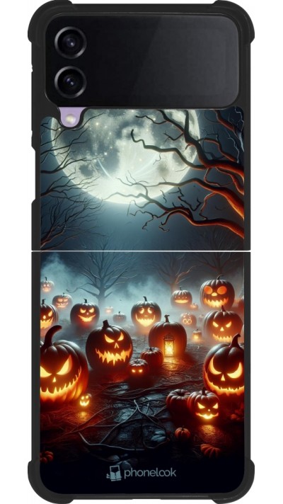 Coque Samsung Galaxy Z Flip3 5G - Silicone rigide noir Halloween 2024 Many Pumpkins