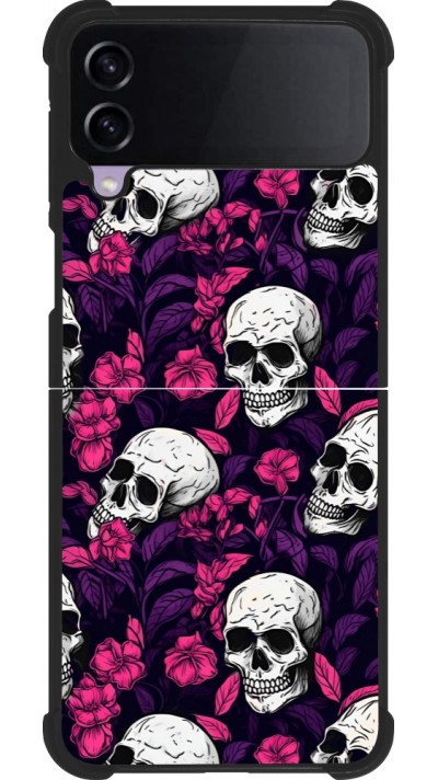 Coque Samsung Galaxy Z Flip3 5G - Silicone rigide noir Halloween 2024 romantic skulls