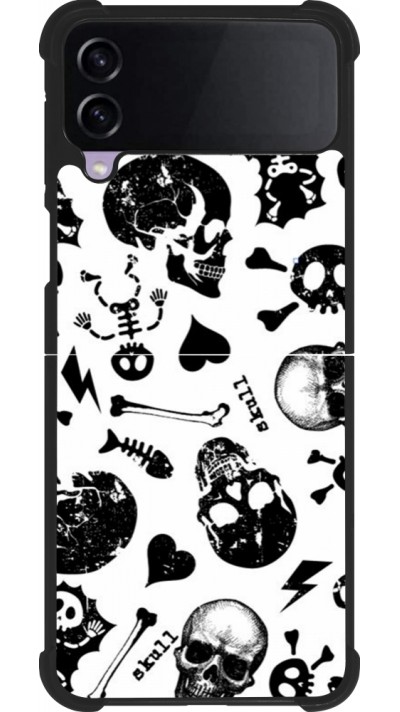 Coque Samsung Galaxy Z Flip3 5G - Silicone rigide noir Halloween 2024 skeleton mix