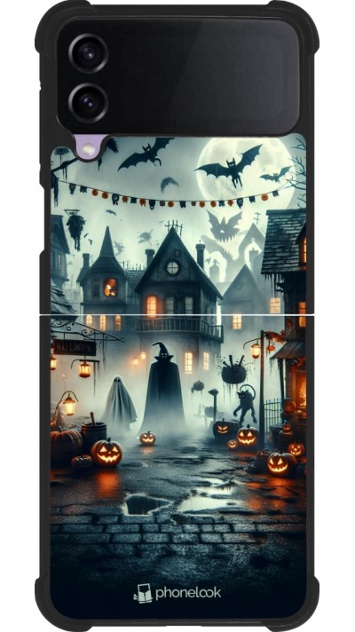 Coque Samsung Galaxy Z Flip3 5G - Silicone rigide noir Halloween Spookville