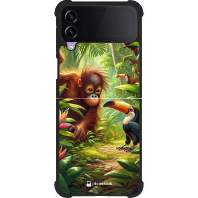 Coque Samsung Galaxy Z Flip3 5G - Silicone rigide noir Jungle Tropicale Tayrona